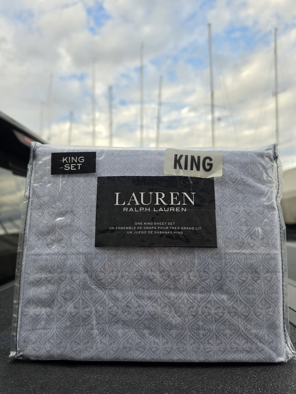 Ralph Lauren King Sheet Set in Pale Blue Medallion